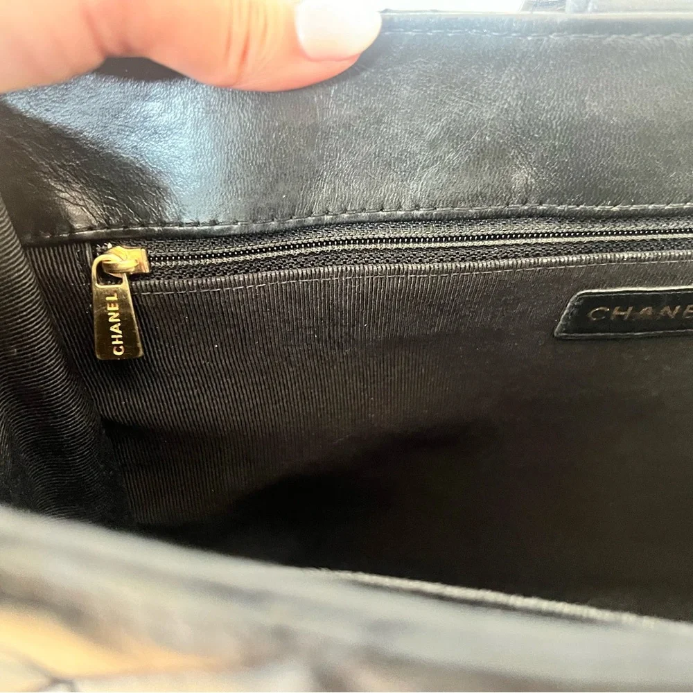 Vintage Chanel Black Lambskin Quilted Shoulder Bag Gold Hardware Authentic - Picture 4 of 12